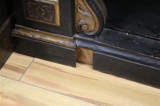 A 19th century faux boulle work ebonised bookcase W.164cm